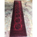 GORGEOUS GENUINE WOOL HAND KNOTTED AFGHAN PERSIAN RUNNER 3750 X 830mm