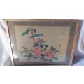 Beautiful Vintage Chinese Silk Painting Signed and stamped 42cm x 32.5cm