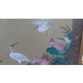 Beautiful Vintage Chinese Silk Painting Signed and stamped 42cm x 32.5cm (3)