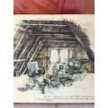 WOW !!! AN OLD PRINT ON BLOCK BOARD "The Attic"