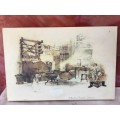 WOW !!! AN OLD PRINT ON BLOCK BOARD "The gun room at Kersefontein near Hopefield" signed