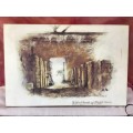 WOW !!! AN OLD PRINT ON BLOCK BOARD "The stables at Annadale Stellenbosch" signed