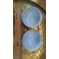 Chinese White porcelain Sauce bowls. Painted with children holding up discs with calligraphy. 7.5 cm