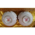 Chinese White porcelain Sauce bowls. Painted with children holding up discs with calligraphy. 7.5 cm