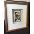 STUNNING FRAMED BOXED AFRICAN ARTWORK WITH A BRONZED RHINO