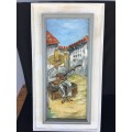 WOW !!! STUNNING OIL ON CANVAS IN A VINTAGE FRAME signed 375 X 690 mm