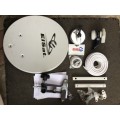 Ellies Satellite Dish Kit in a hard plastic protective carry case