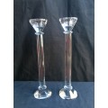 Beautiful pair of large designer cut glass candle sticks