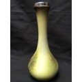 WOW !!!!! RARE ANTIQUE VICTORIAN HAND PAINTED BUD VASE WITH A HALLMARKED SILVER BAND clearly marked