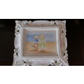 WOW!!! Well Known Artist Tracy Owens Framed Sketch and Water color, Boy and Girl on the beach.