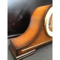 WOW !!! STUNNING MAHOGANY CASED FRANZ HERMLE MANTLE CLOCK WITH THE KEY IN PERFECT WORKING ORDER
