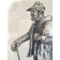 WOW !!! FRAMED PENCIL SKETCH BY RENOWNED ENGLISH WW11 ARTIST EDGAR AINSWORTH (1905 ~ 1975) signed