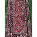 WOW !!!!  A STUNNING PURE WOOL HAND KNOTTED BOKHARA PERSIAN CARPET 1280 X 600mm
