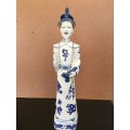 Large Antique Blue and White Porcelain Qing Dynasty Emperor Kangxi - 47 cm Embossed markings.