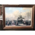 WOW !!! STUNNING FRAMED LUDOLF BACKHUYSEN PRINT TITLED "VIEW OF AMSTERDAM" FRAMED BEHIND GLASS