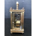 STUNNING SOLID BRASS FRENCH CARRIAGE CLOCK WITH BEVELLED GLASS WORKING PERFECTLY WITH THE KEY