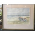 WOW !!! FANTASTIC FRAMED ORIGINAL SEASCAPE WATERCOLOR unsigned BUT STILL STUNNING