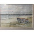 WOW !!! FANTASTIC FRAMED ORIGINAL SEASCAPE WATERCOLOR unsigned BUT STILL STUNNING