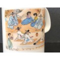 Vintage Wonderful Korea "Admiring the Spring in the Country" Porcelain Sin Yun-Bok Mug