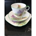 Wow!!! Ultra Rare c1940s "MEADOWSIDE" Fine Bone Bell China Tea cup & Saucer & scalloped side plate