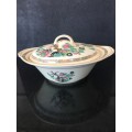 Beautiful c1931 Woods Ivory Ware, Porcelain Tureen hand painted (chinese style) Marked