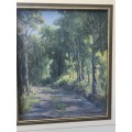 INVESTMENT ART~ VERA VOLSCHENK (1899-1987) - ROAD THROUGH TREES - OIL ON BOARD DATED 1948