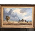 WOW !!! WHAT A BEAUTY - LARGE FRAMED OIL ON BOARD LANDSCAPE BY LISTED ARTIST HANSIE POTGIETER