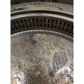 WOW !!! STUNNING ROUND SILVER PLATED PIERCED GALLERY TRAY MARKED EMESS