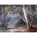 WOW !!! JOHAN OLDERT (1912-1984) FRAME OIL ON BOARD - BLUEGUM TREES - INVESTMENT ART
