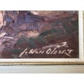 WOW !!! JOHAN OLDERT (1912-1984) FRAME OIL ON BOARD - BLUEGUM TREES - INVESTMENT ART