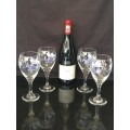 Stunning Vintage Genuine Crystal Blue Willow Large Wine Glasses set of 4 in Mint Condition.