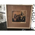WOW !!! FRAMED ORIGINAL LIMITED EDITION ANTIQUE LINOCUT 1/12 SIGNED T.LILIESTROM - DATED
