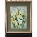 WOW !!! STUNNING FRAMED WATERCOLOUR BY MAISIE NOVIS STILL LIFE OF FLOWERS - ARUM LILIES