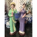 Absolutely Beautiful Collectors Vintage Vietnamese Minh Leong Fine Porcelain Lady Figurines