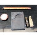 WOW !!! BOXED VINTAGE BOXED CHINESE CALLIGRAPHY SET WITH STAMP