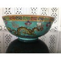Ultra Rare Collectors c1950s Chinese Dragon Enamel Hand Painted Large Bowl. Jiangxi Jingdezhen Mark