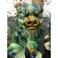 Chinese Feng shui Porcelain Sancai style. Fu Dogs,or Imperial Guardian Lions. Male & Female