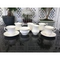 Discontinued. c1987 Reverie by Royal Albert Scalloped All White, Montrose Shape,Part Coffee Set