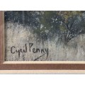 WOW !!! CYRIL PENNY LISTED SA ARTIST - FRAMED LANDSCAPE WATERCOLOR - READY TO HANG
