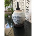 Chinese 18th Century Qing Dynasty Blue Ginger Jar With lots of character. Age related wear