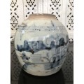 Chinese 18th Century Qing Dynasty Blue Ginger Jar With lots of character. Age related wear