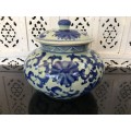 Majestic Large Blue Chinese Lidded Dish Hand Painted Underglaze Blue Ming Style. Good Quality Art.