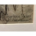 INVESTMENT ART~ HENNIE NIEMANN (1941 - ) WATERCOLOR ON HANDMADE PAPER - TITLED "FYNBOS PICKERS" 2010