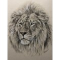 WOW !!! ABSOLUTELY STUNNING ORIGINAL MIXED MEDIA OF A LION BY FA BURNLEY DATED 1968