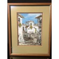 WOW !!! CUTE FRAMED OIL ON BOARD TUSCAN SCENE - SIGNED BUT ILLEGIBLE