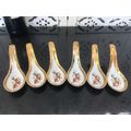 Lovely set of 6 Vintage c1960s Chinese Porcelain Dragon Red & Gold Spoons