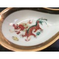 Lovely set of 6 Vintage c1960s Chinese Porcelain Dragon Red & Gold Spoons