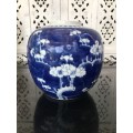 A Large Chinese Prunus Hand Painted Under Glaze Kangxi Double Blue Ring Mark Ginger Jar