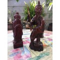 Vintage Chinese Carved Wooden Fishermen Figurines