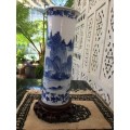 Museum Quality Antique Qing Dynasty c1916 Kangxi Nian Mark Chinese Brush Pot on Wood Stand.
